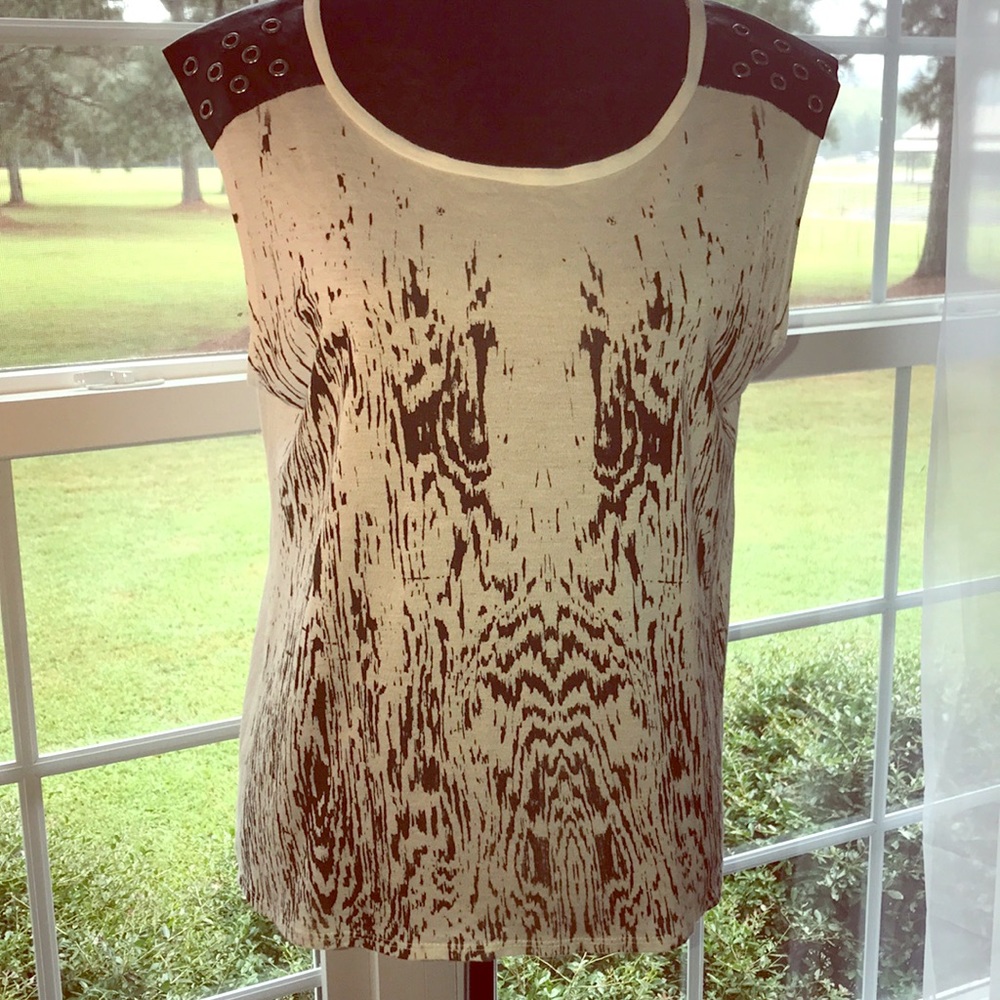 🌟Animal Print black/white tank with leather SZ-M